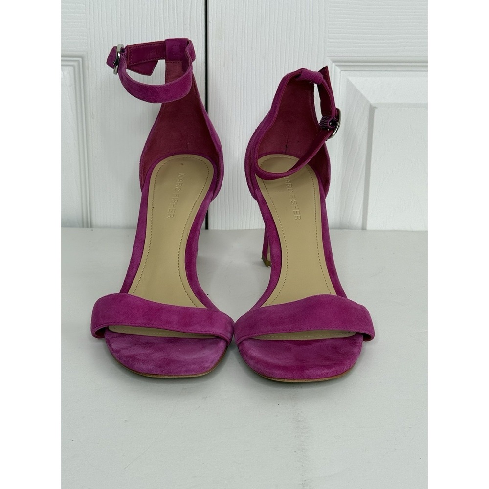 Marc Fisher Heels Fuchsia Pink Suede Open-Toe Sandals Stiletto Heel Sz 9 - Picture 2 of 9